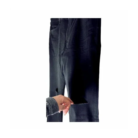 Joe's Jeans Mens Black Mid Rise The Dean Ripped Knees Taper Fit Jeans Sz 36 NEW